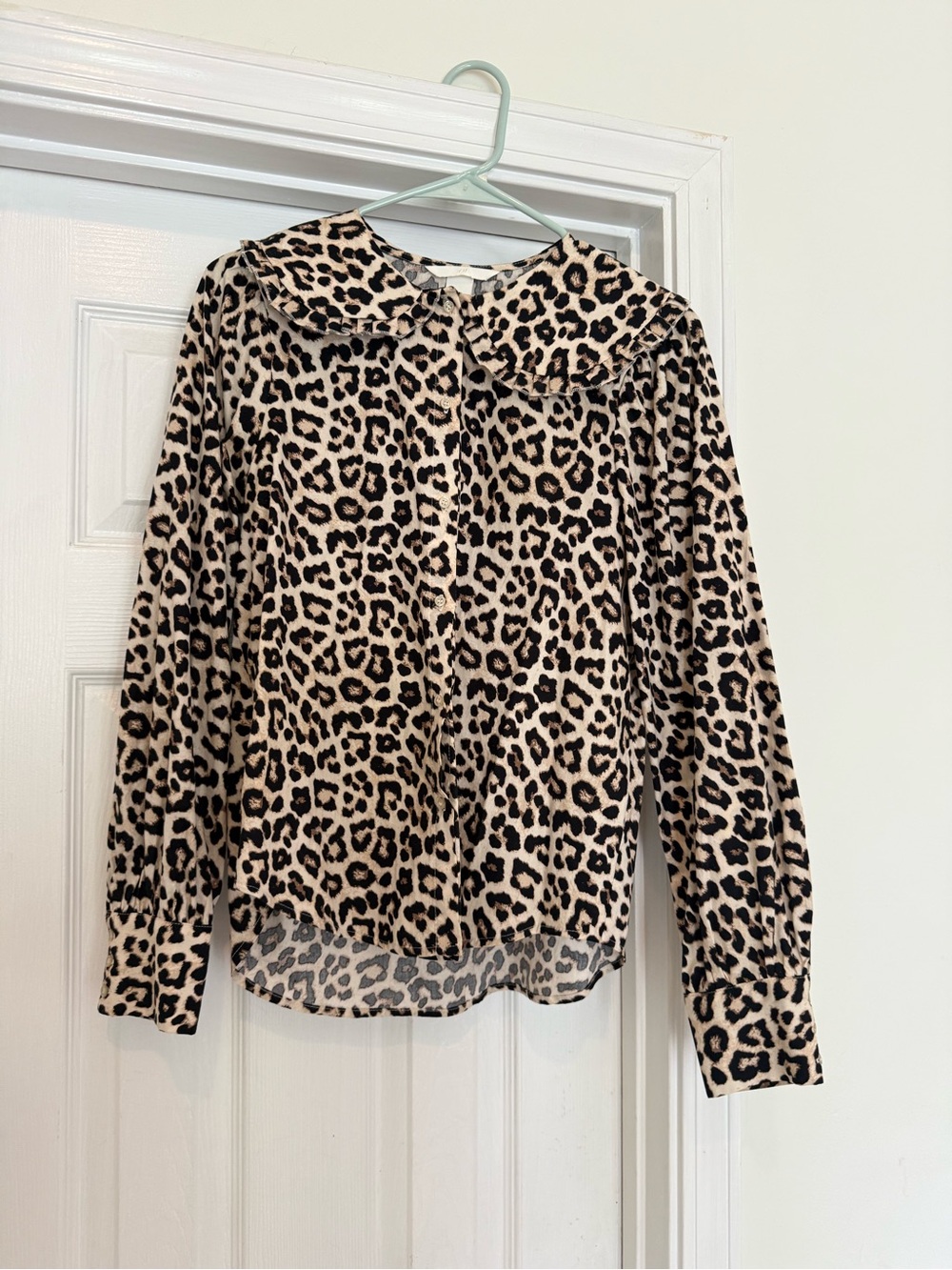 H&M Leopard Print Long Sleeve Blouse - Beige & Black